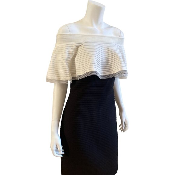 NWT Tadashi Shoji Tabora Off Shoulder Pintuck Jersey  Dress, size Medium - Picture 3 of 16